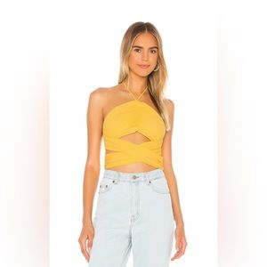 Superdown Harlie Halter Top in Yellow - size Small